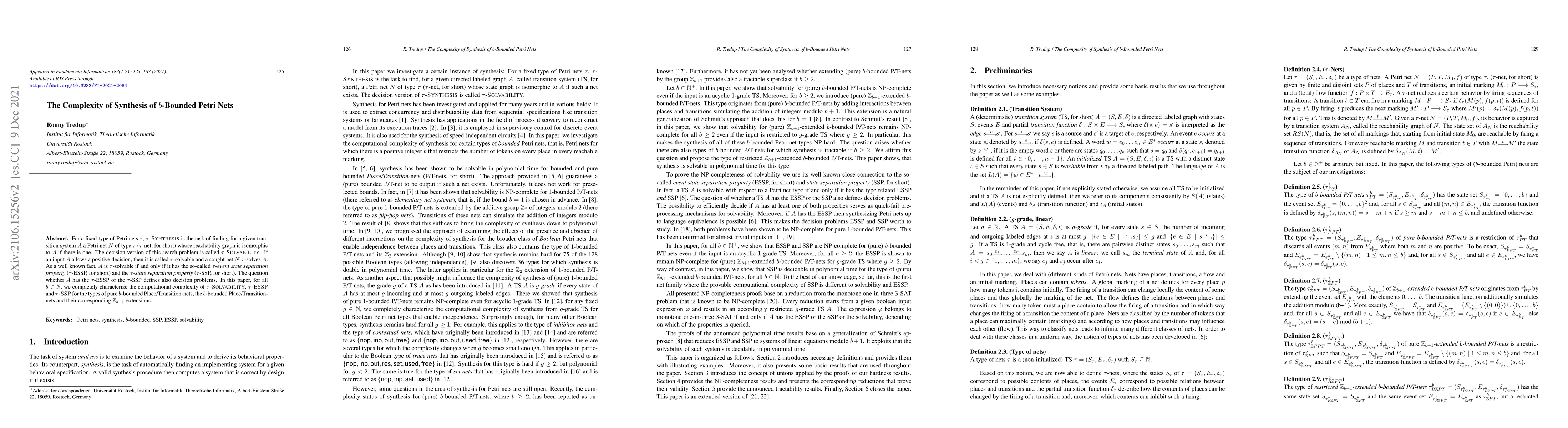 Thumbnail for The Complexity of Synthesis of $b$-Bounded Petri Nets