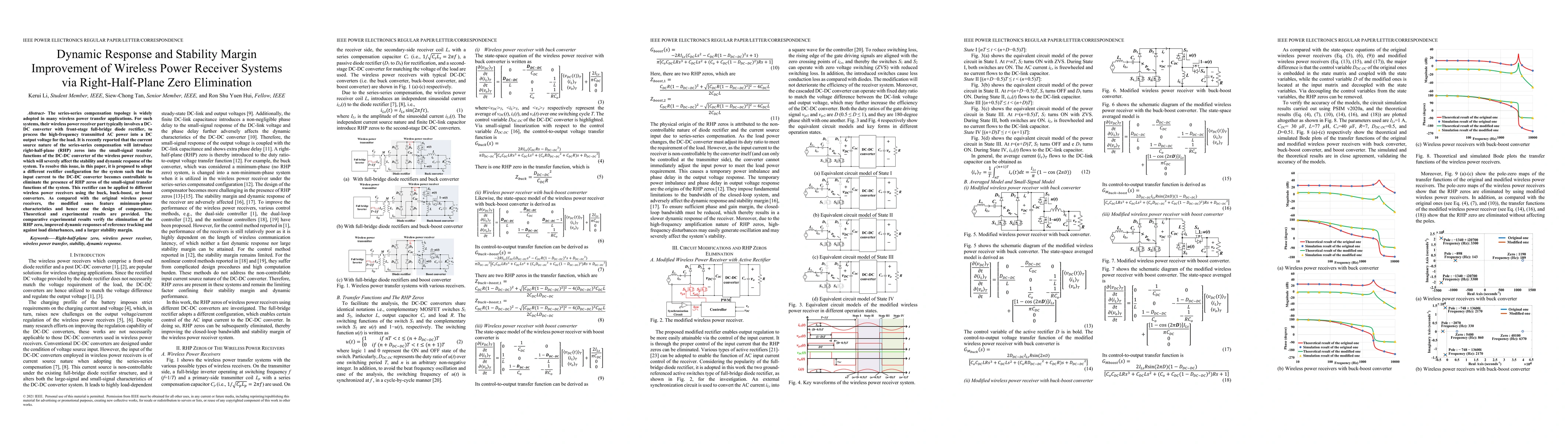 Thumbnail for Dynamic Response and Stability Margin Improvement of Wireless Power
  Receiver Systems via Right-Half-Plane Zero Elimination