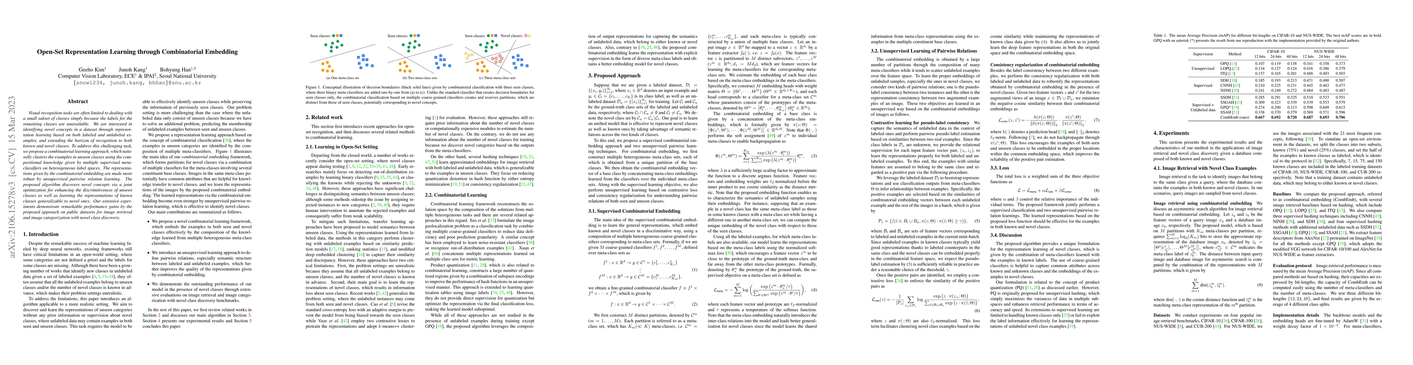 Thumbnail for Open-Set Representation Learning through Combinatorial Embedding