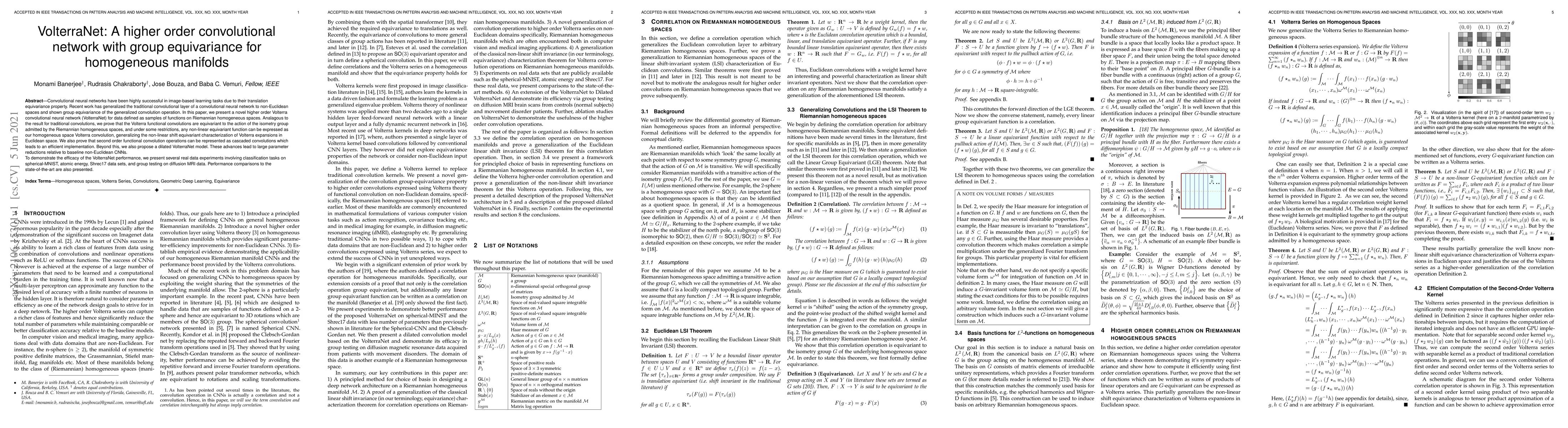 Thumbnail for VolterraNet: A higher order convolutional network with group
  equivariance for homogeneous manifolds