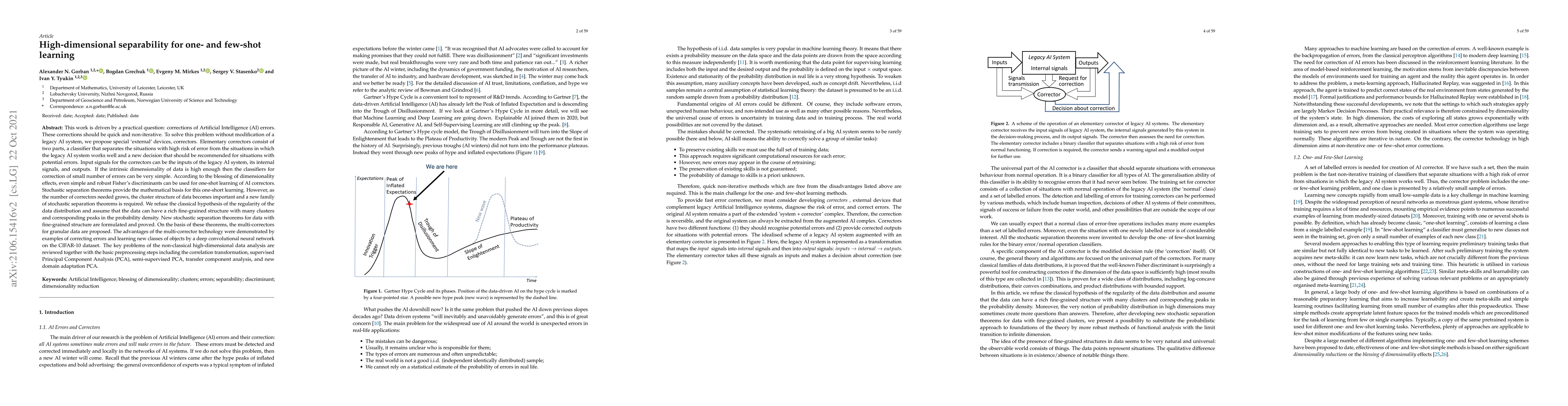 Thumbnail for High-dimensional separability for one- and few-shot learning