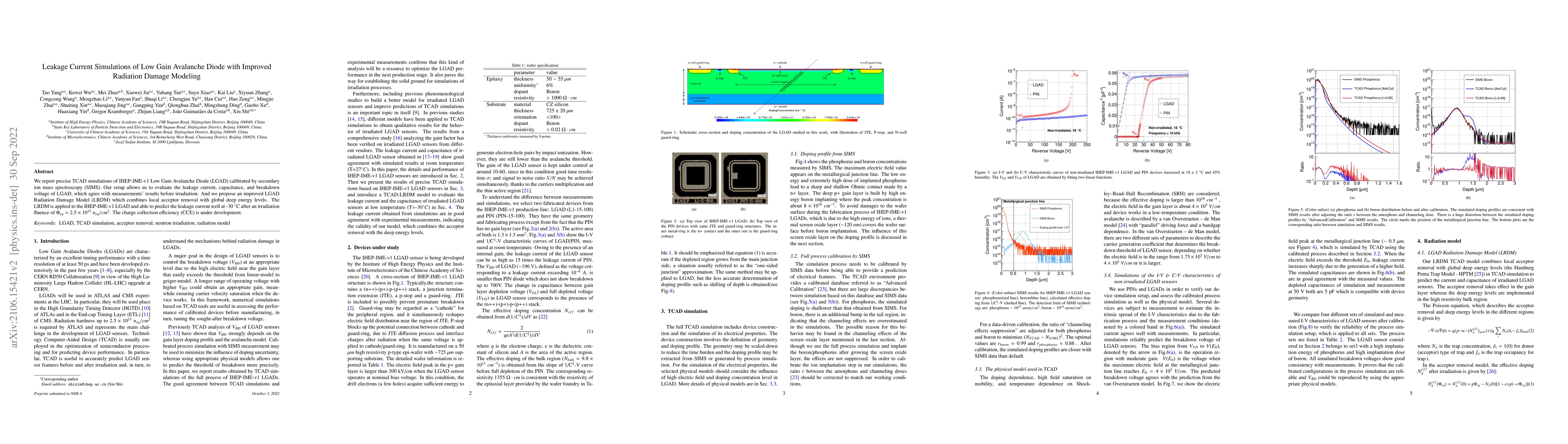 Thumbnail for Leakage current simulations of Low Gain Avalanche Diode with improved
  Radiation Damage Modeling