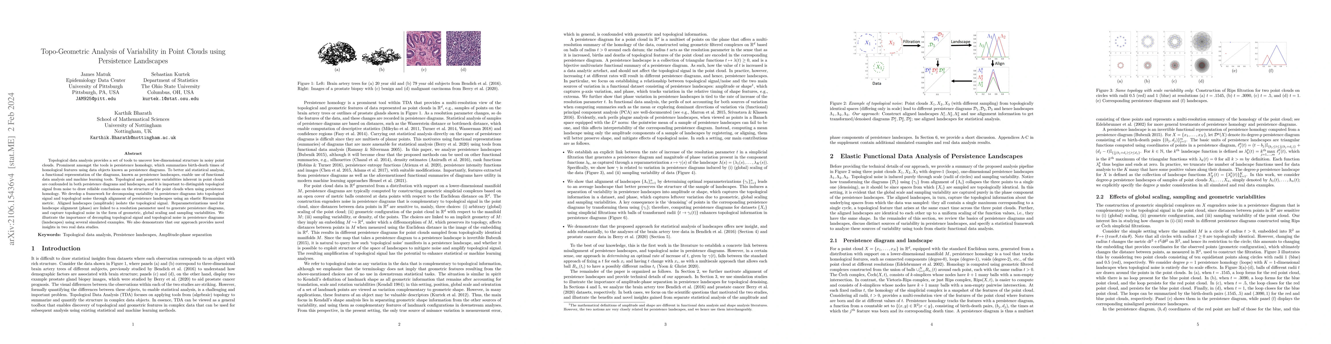 Thumbnail for Topo-Geometric Analysis of Variability in Point Clouds using Persistence
  Landscapes