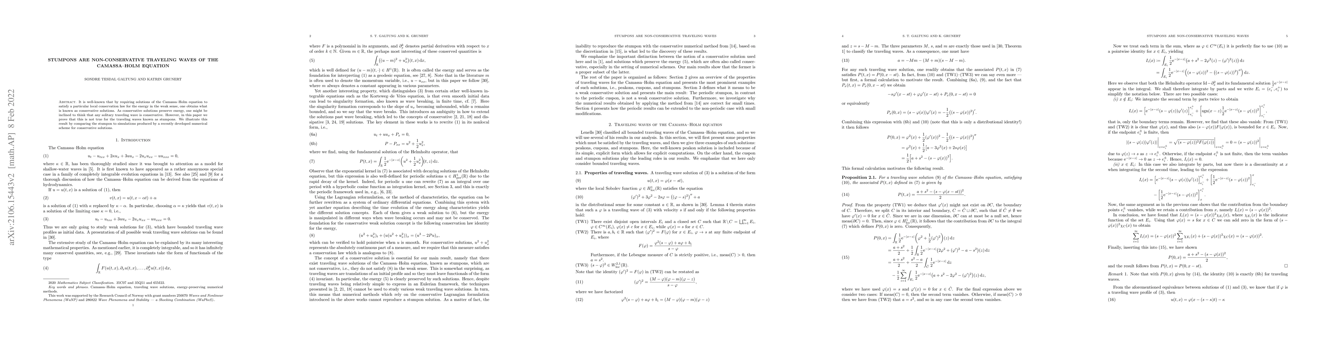 Thumbnail for Stumpons are non-conservative traveling waves of the Camassa-Holm
  equation