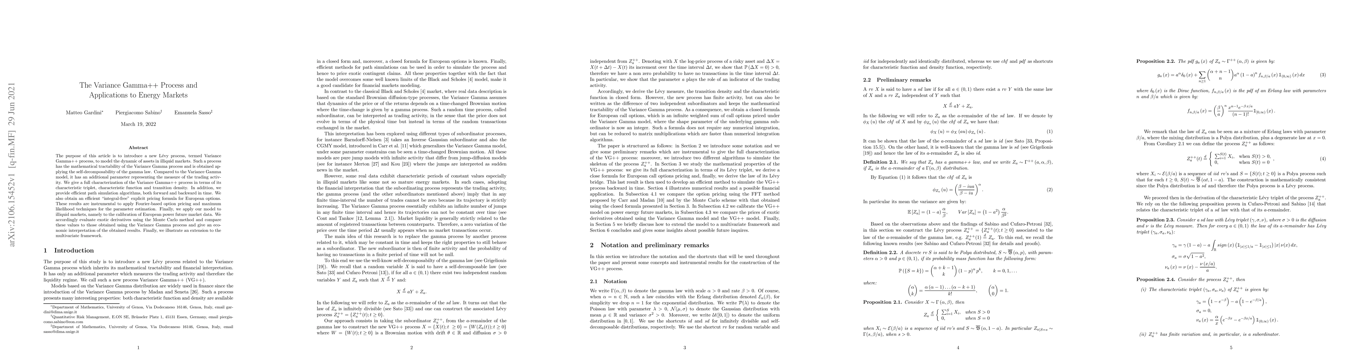 Thumbnail for The Variance Gamma++ Process and Applications to Energy Markets