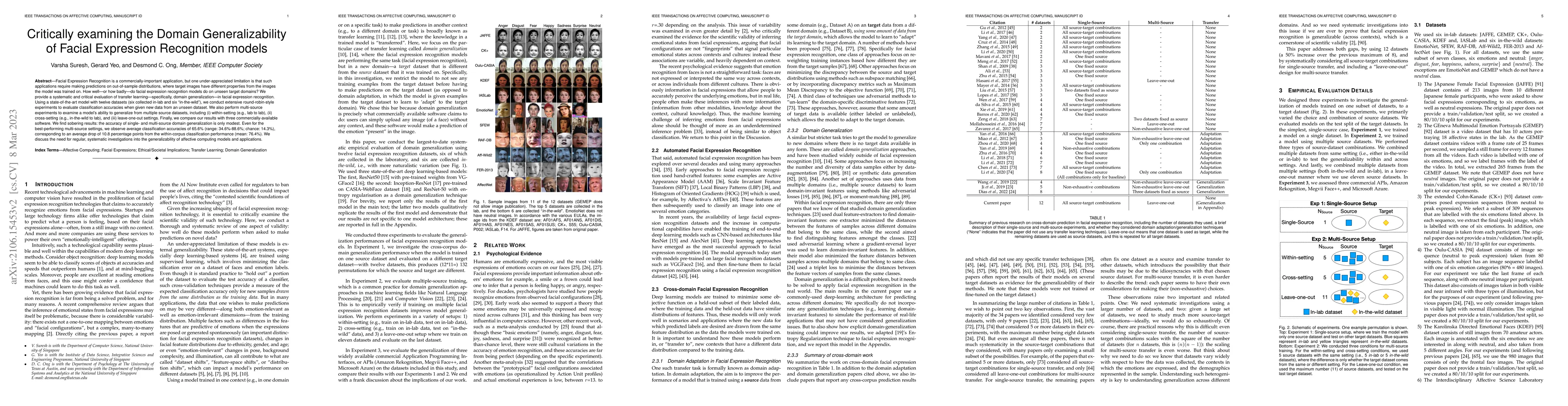 Thumbnail for Critically examining the Domain Generalizability of Facial Expression
  Recognition models