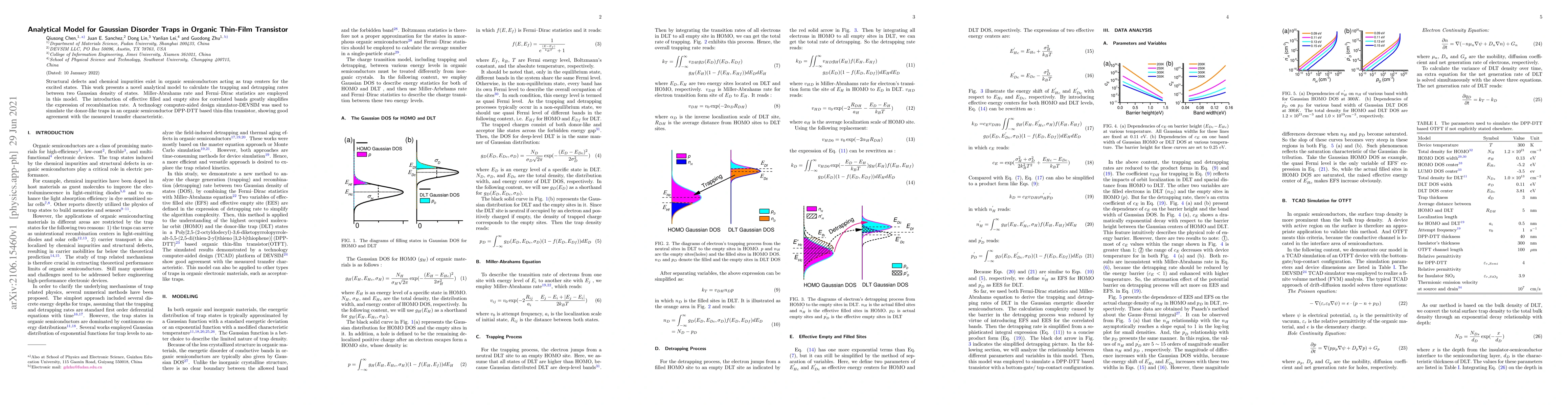 Thumbnail for Analytical Model for Gaussian Disorder Traps in Organic Thin-Film
  Transistor