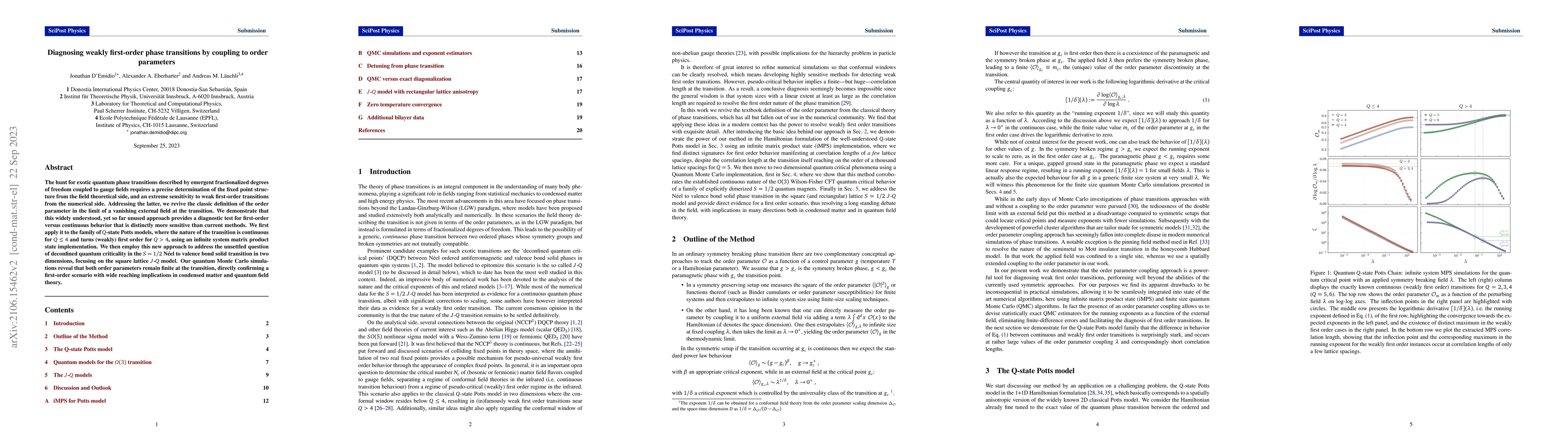 Thumbnail for Diagnosing weakly first-order phase transitions by coupling to order
  parameters