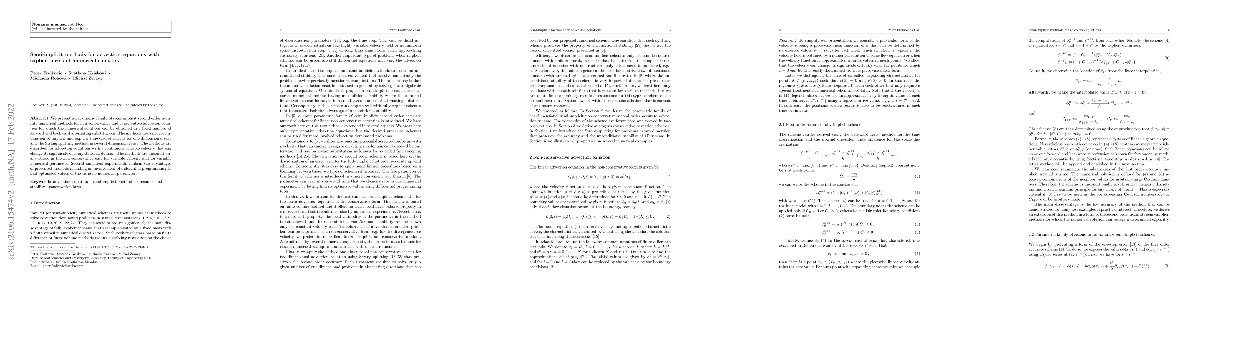 Thumbnail for Semi-implicit methods for advection equations with explicit forms of
  numerical solution