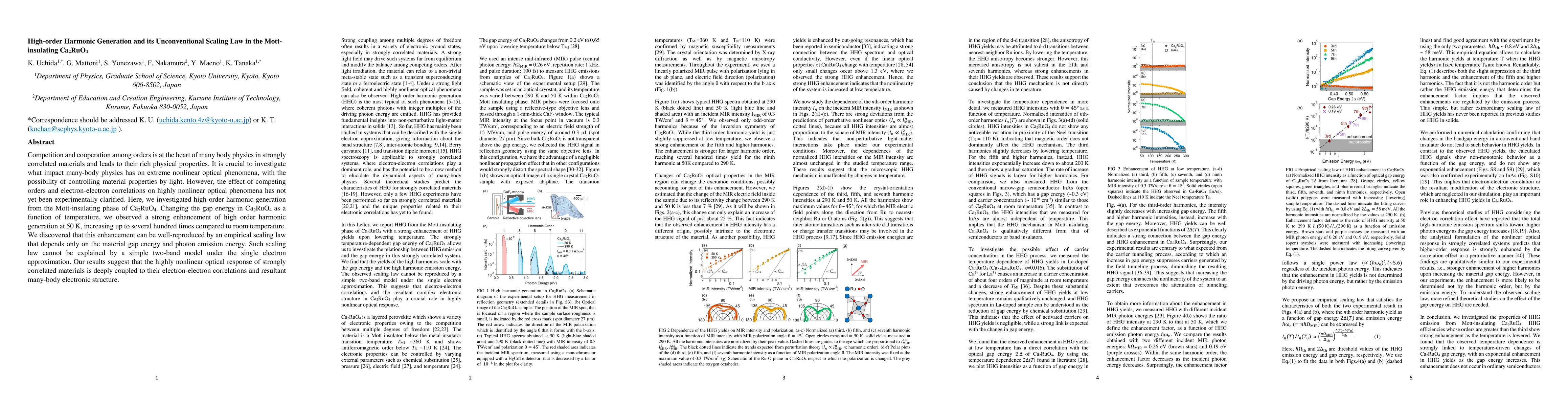 Thumbnail for High-order Harmonic Generation and its Unconventional Scaling Law in the
  Mott-insulating $\rm{Ca_2RuO_4}$
