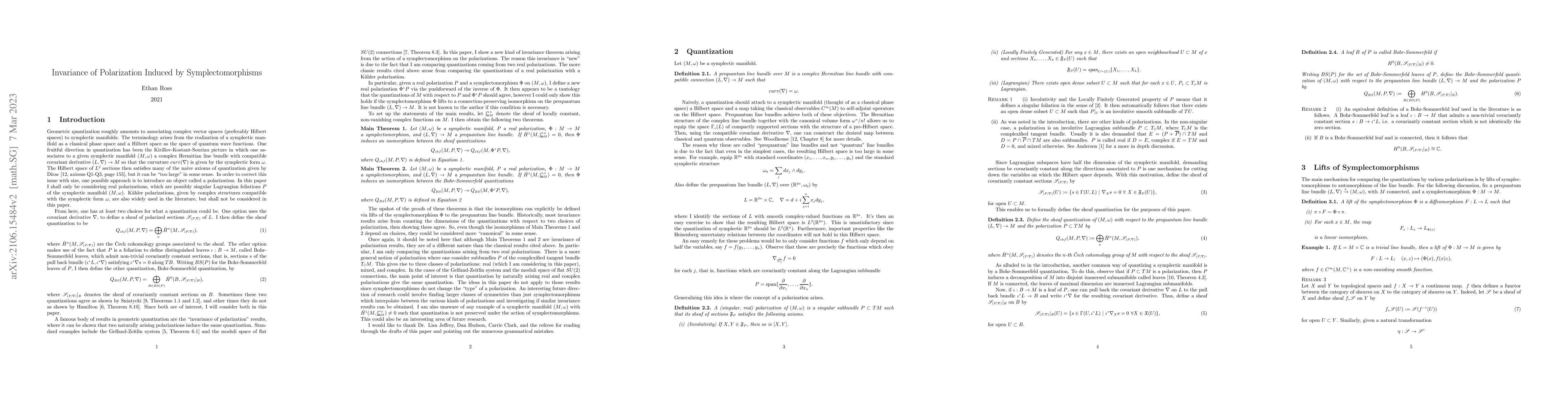 Thumbnail for Invariance of Polarization Induced by Symplectomorphisms