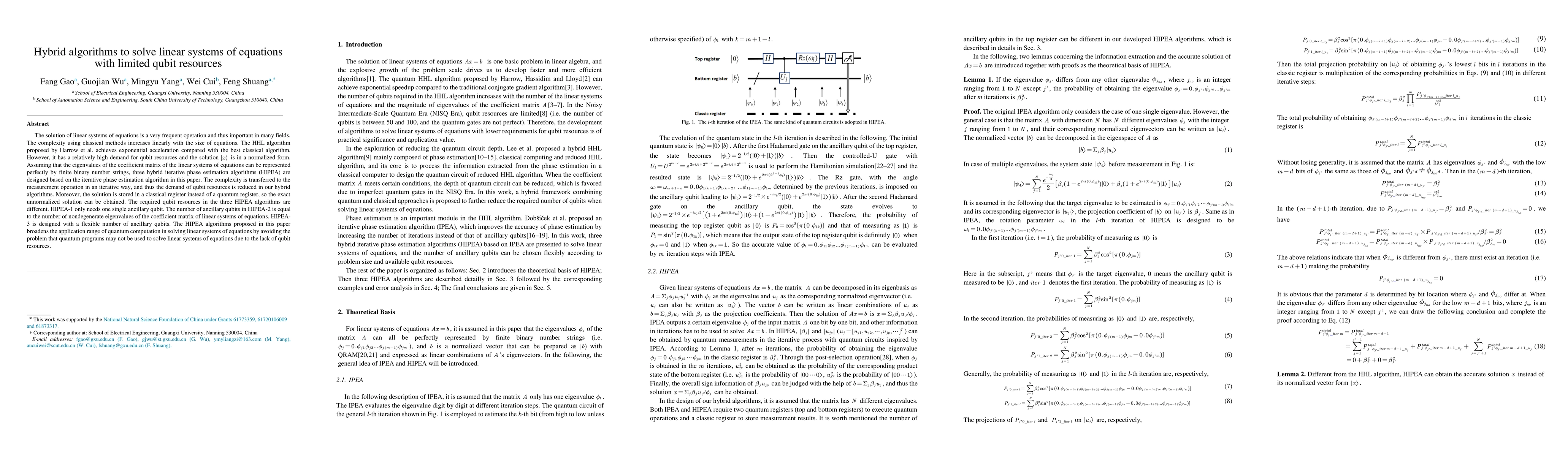 Thumbnail for Hybrid algorithms to solve linear systems of equations with limited
  qubit resources