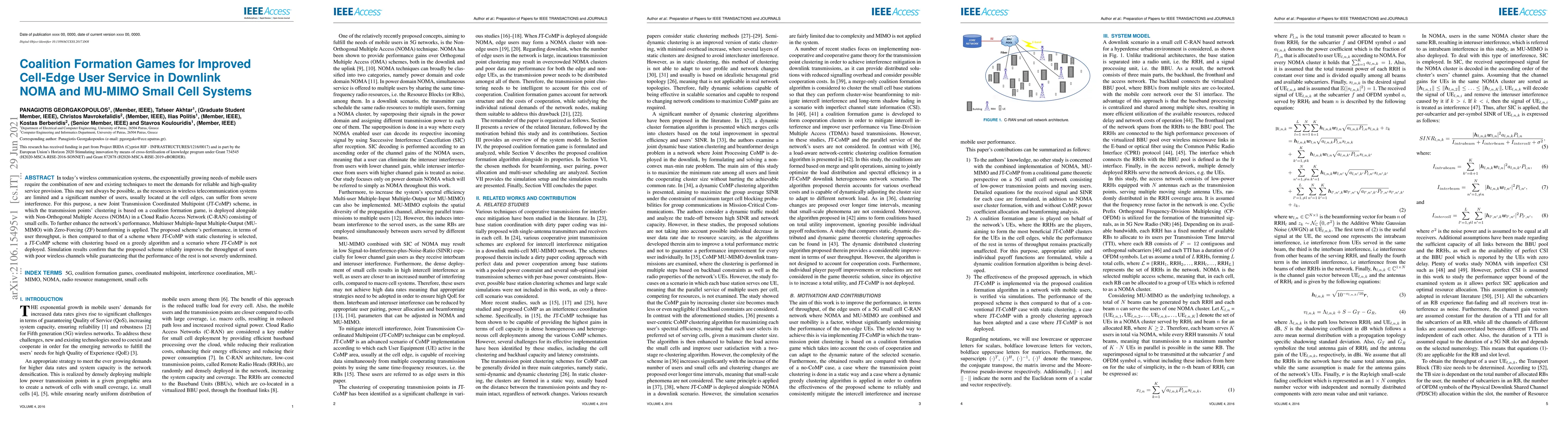 Thumbnail for Coalition Formation Games for Improved Cell-Edge User Service in
  Downlink NOMA and MU-MIMO Small Cell Systems