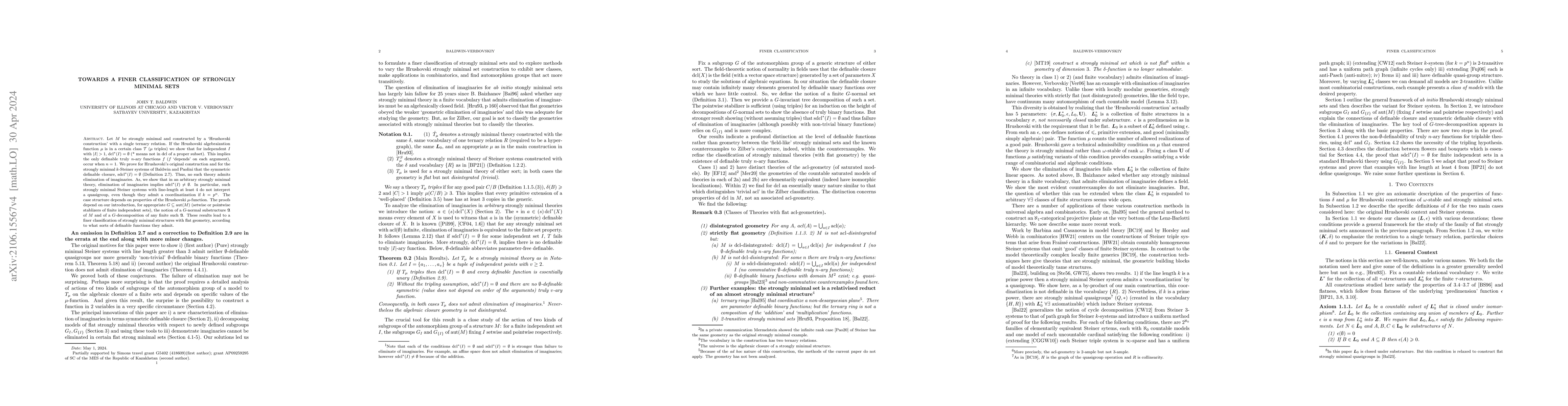 Thumbnail for Towards a Finer Classification of Strongly Minimal Sets