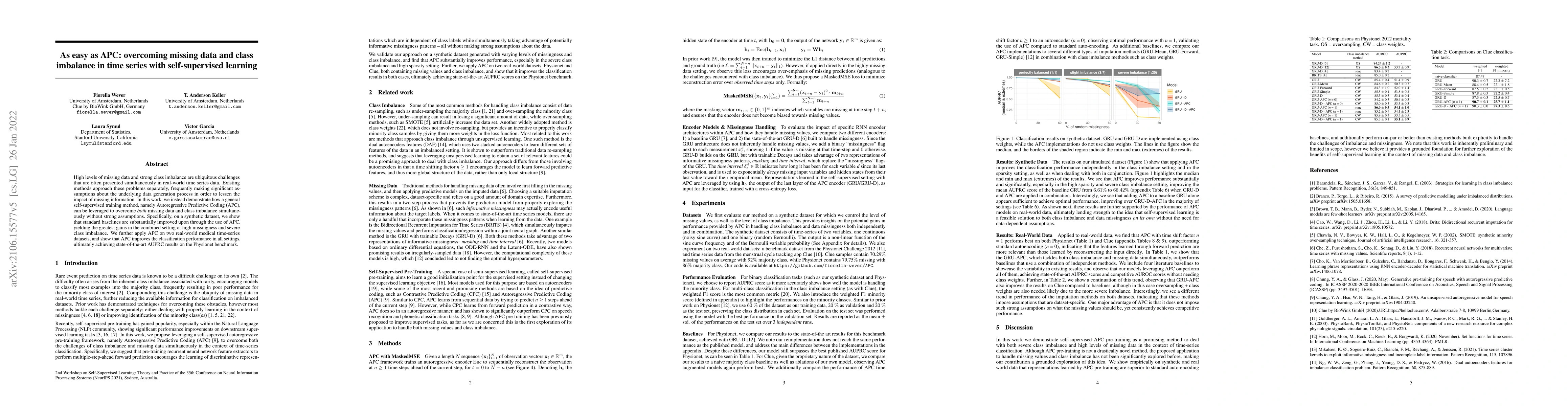 Thumbnail for As easy as APC: overcoming missing data and class imbalance in time
  series with self-supervised learning