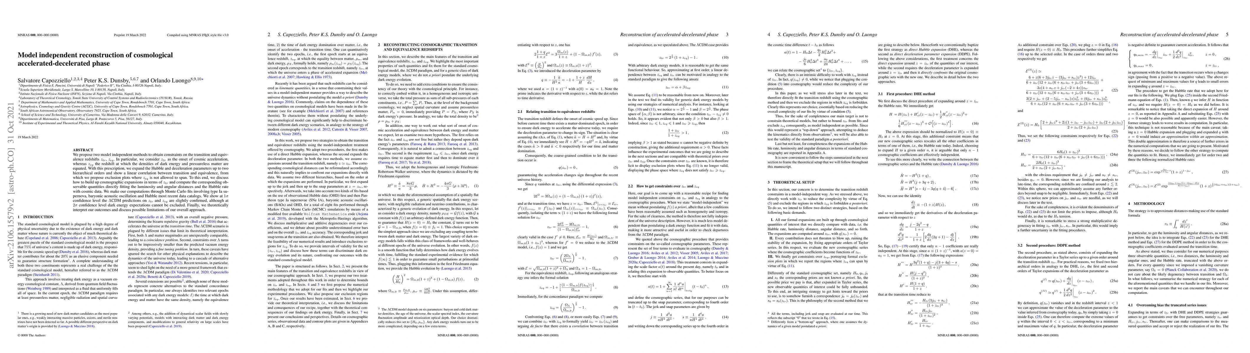 Thumbnail for Model independent reconstruction of cosmological accelerated-decelerated
  phase