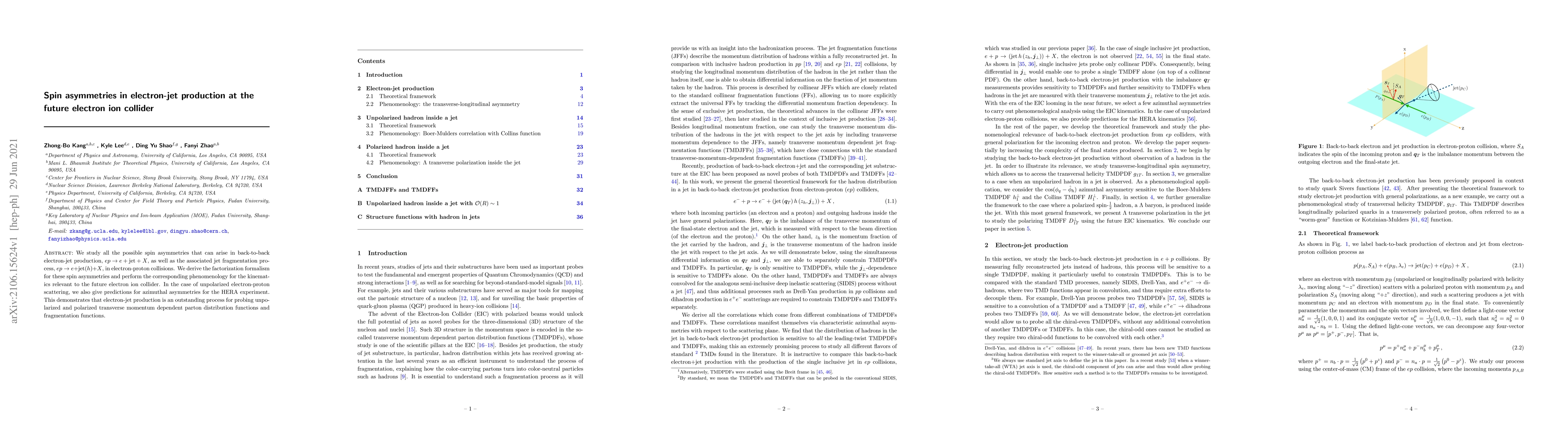 Thumbnail for Spin asymmetries in electron-jet production at the future electron ion
  collider