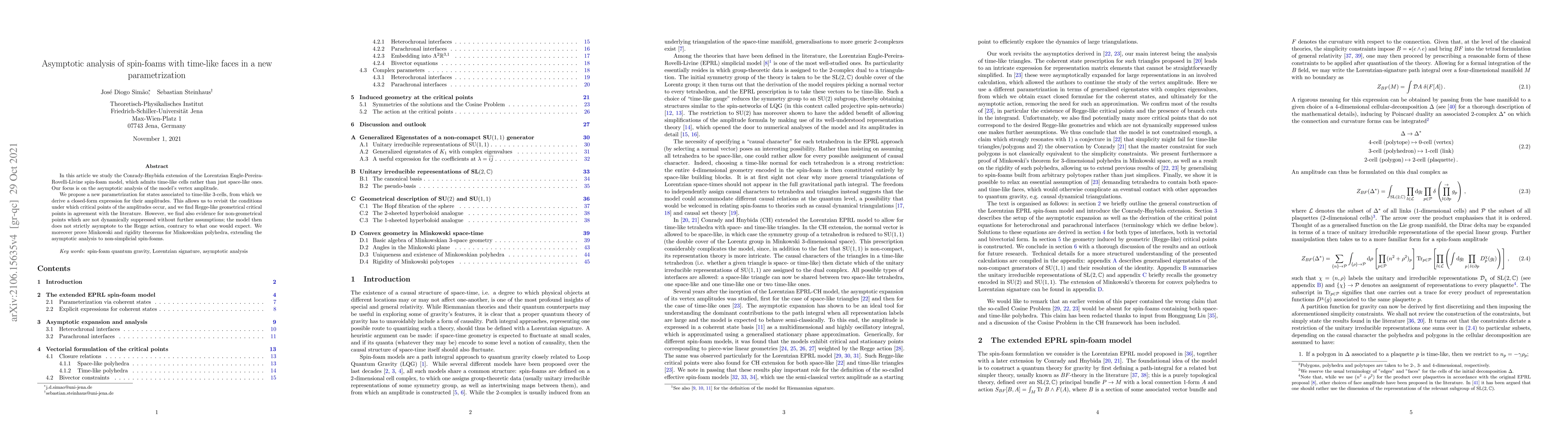Thumbnail for Asymptotic analysis of spin-foams with time-like faces in a new
  parameterisation
