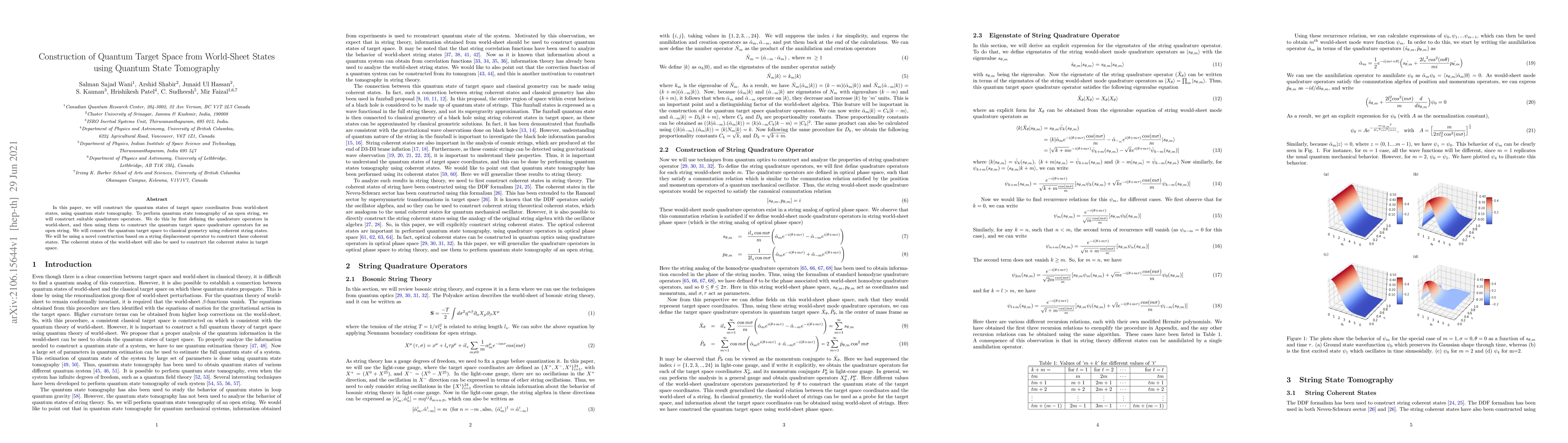 Thumbnail for Construction of Quantum Target Space from World-Sheet States using
  Quantum State Tomography
