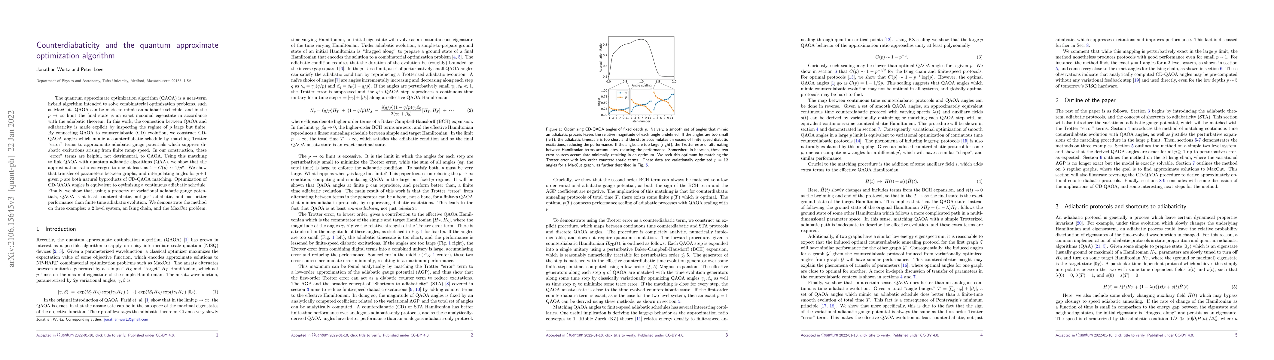 Thumbnail for Counterdiabaticity and the quantum approximate optimization algorithm
