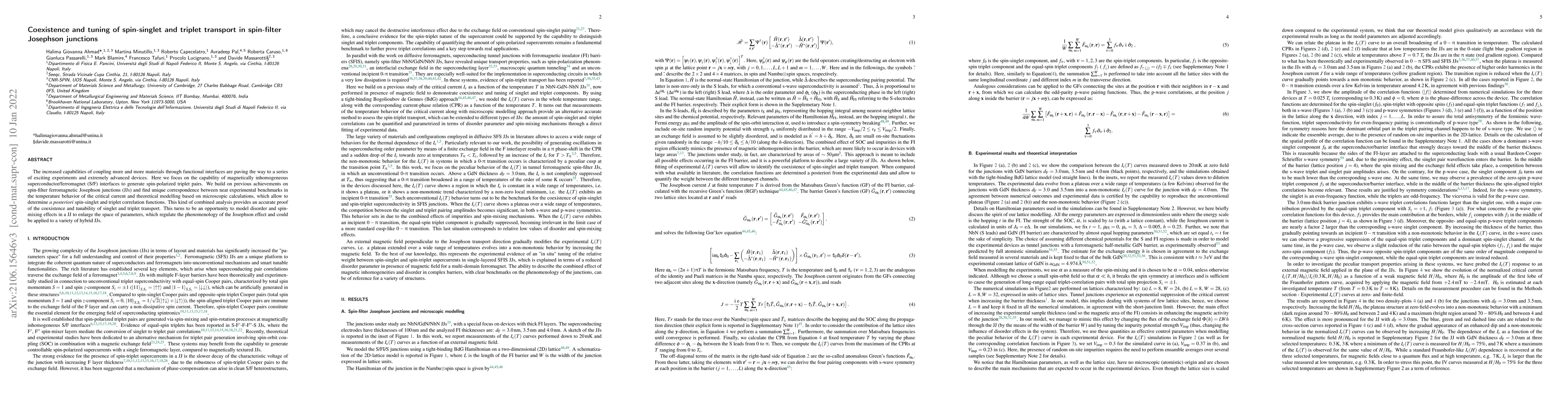 Thumbnail for Coexistence and tuning of spin-singlet and triplet transport in
  spin-filter Josephson junctions