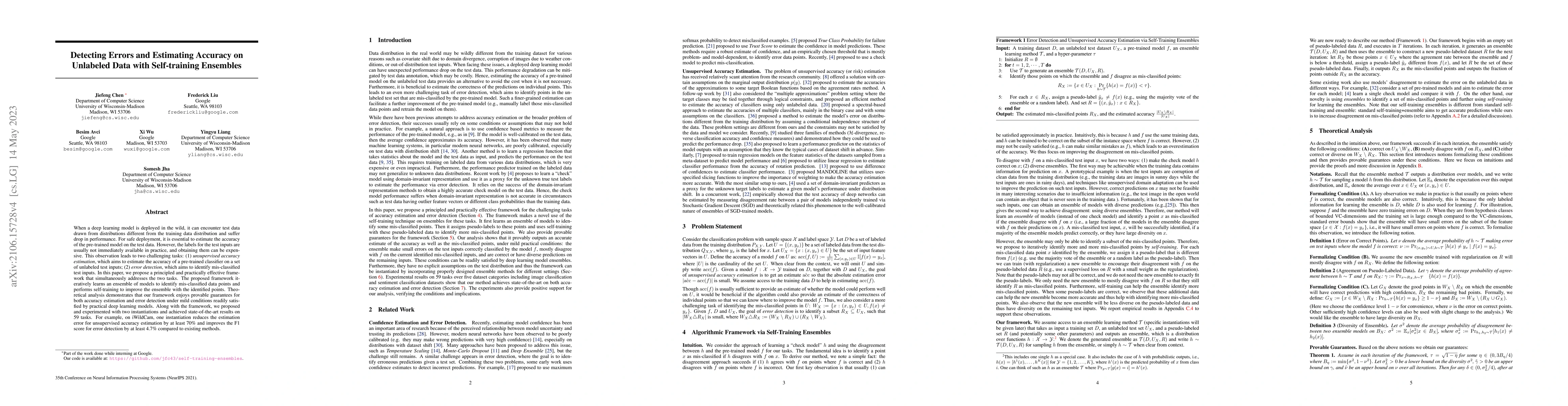 Thumbnail for Detecting Errors and Estimating Accuracy on Unlabeled Data with
  Self-training Ensembles