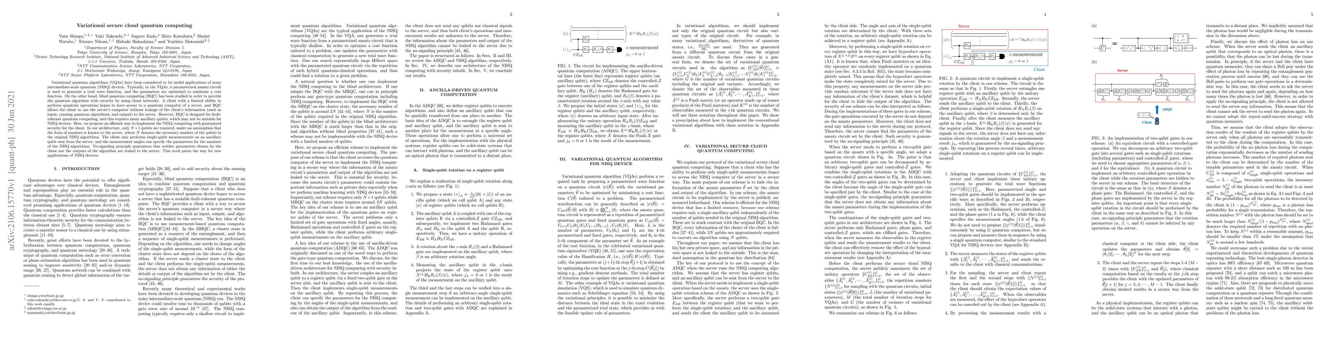 Thumbnail for Variational secure cloud quantum computing