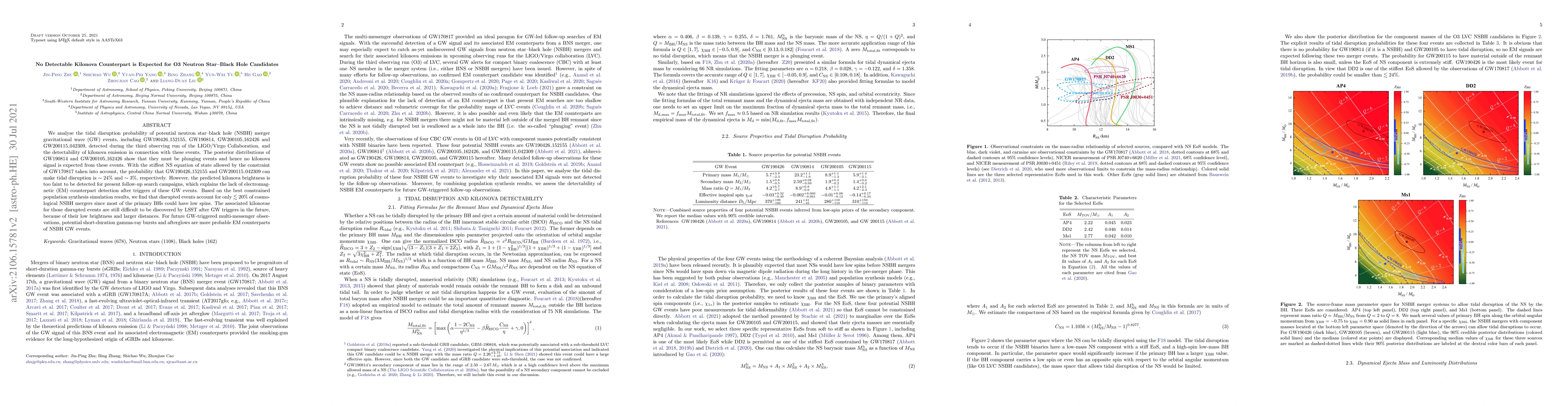 Thumbnail for No Detectable Kilonova Counterpart is Expected for O3 Neutron Star-Black
  Hole Candidates