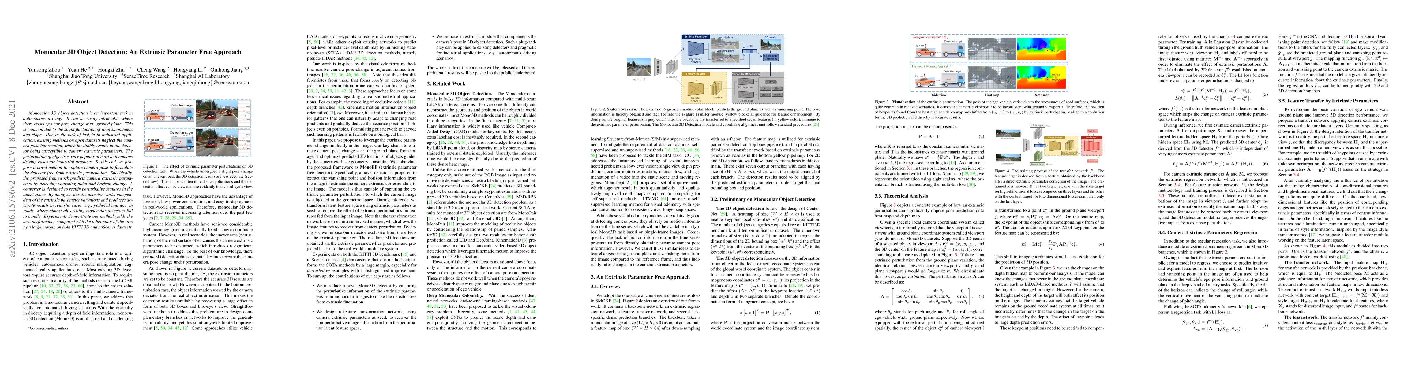 Thumbnail for Monocular 3D Object Detection: An Extrinsic Parameter Free Approach