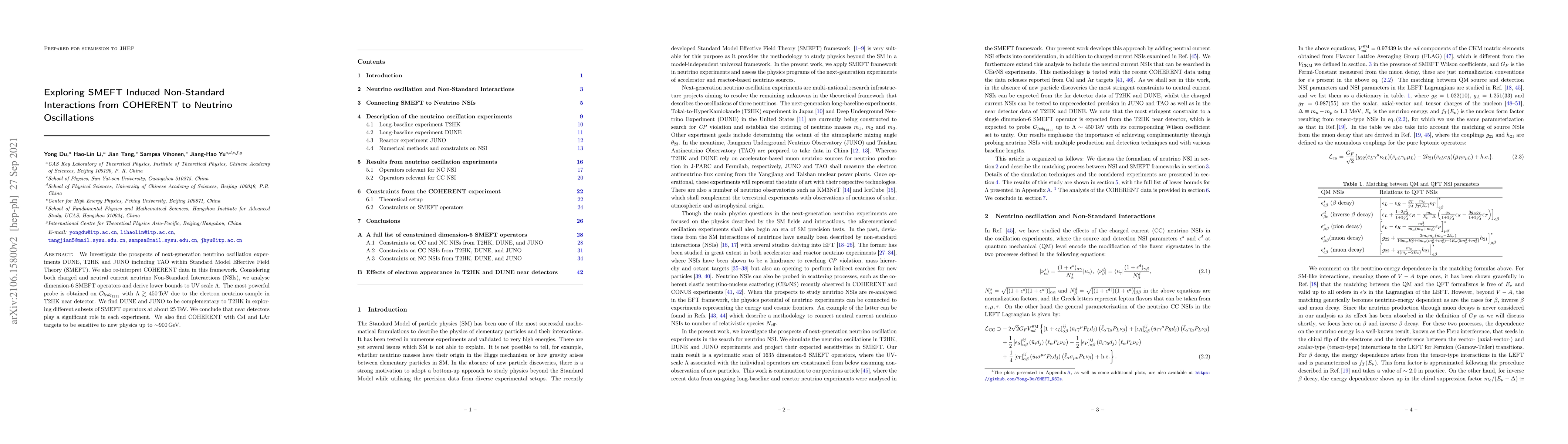 Thumbnail for Exploring SMEFT Induced Non-Standard Interactions from COHERENT to
  Neutrino Oscillations
