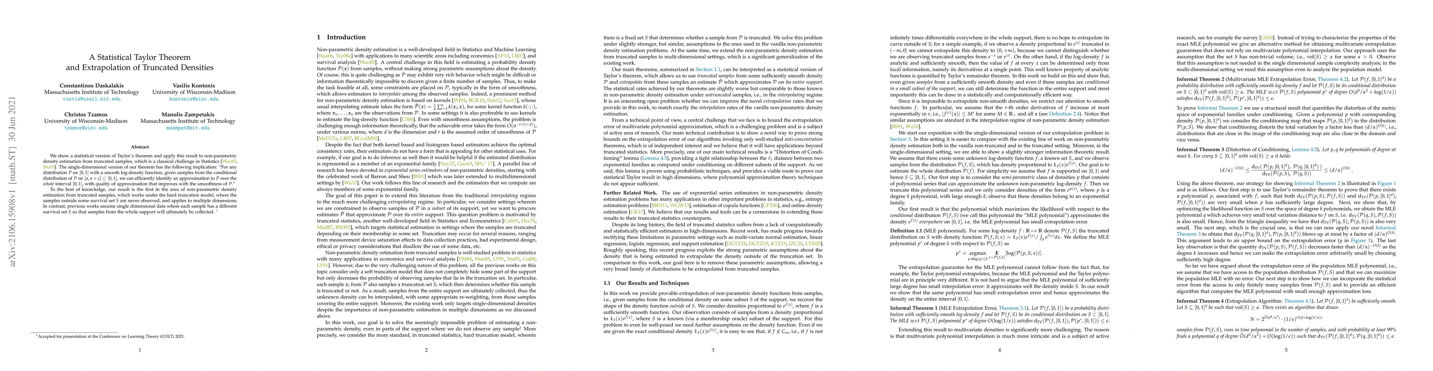 Thumbnail for A Statistical Taylor Theorem and Extrapolation of Truncated Densities