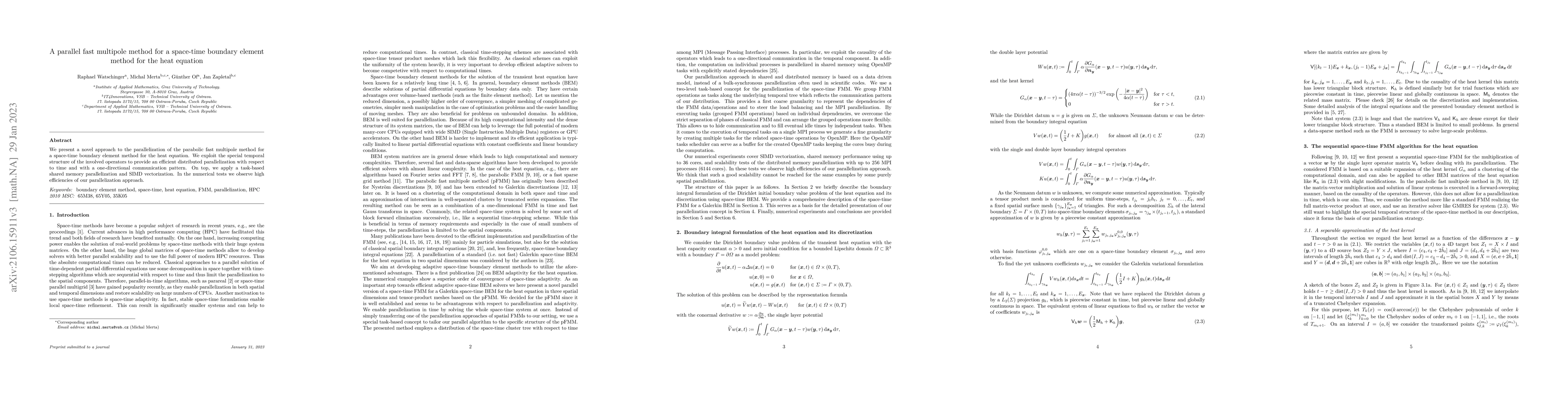 Thumbnail for A parallel fast multipole method for a space-time boundary element
  method for the heat equation