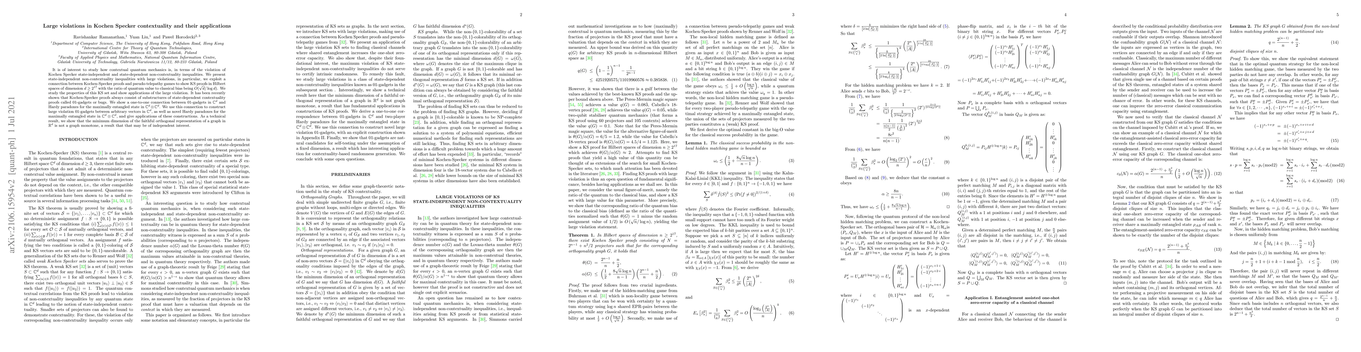 Thumbnail for Large violations in Kochen Specker contextuality and their applications