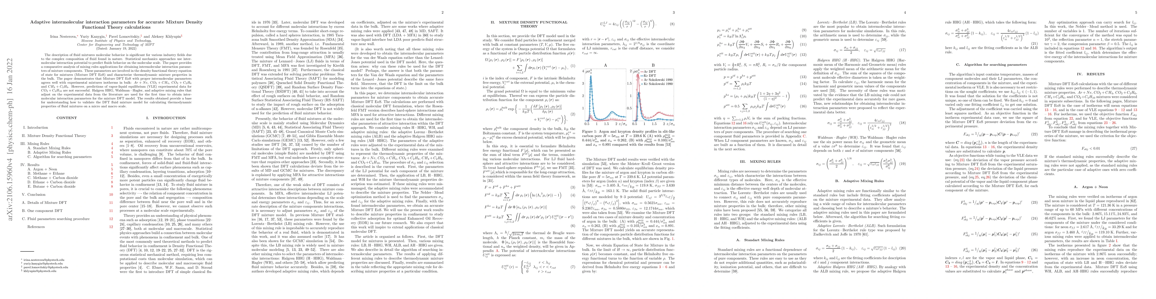 Thumbnail for Adaptive intermolecular interaction parameters for accurate Mixture
  Density Functional Theory calculations