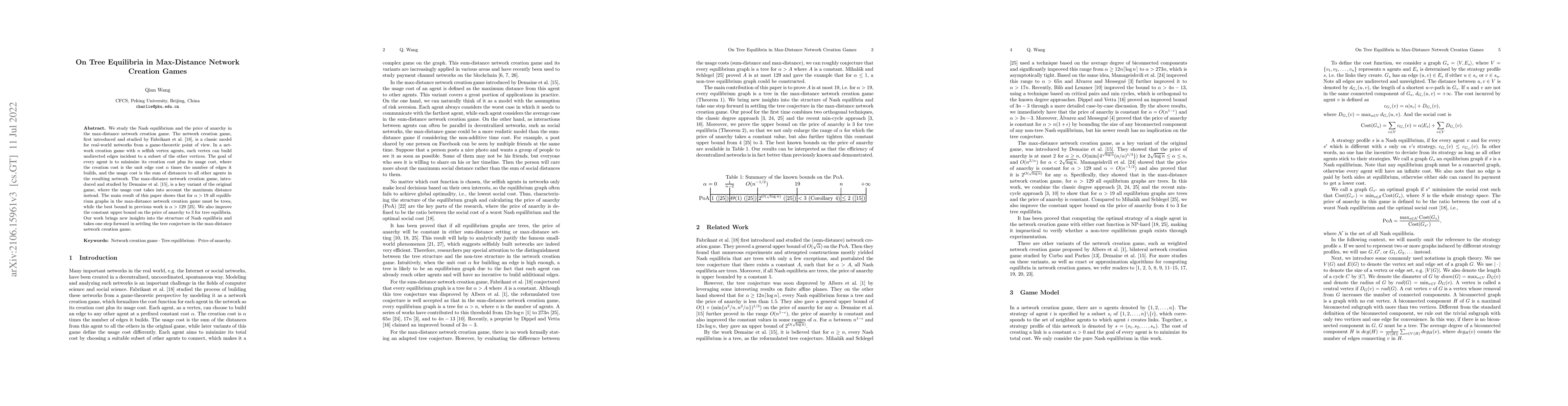 Thumbnail for On Tree Equilibria in Max-Distance Network Creation Games
