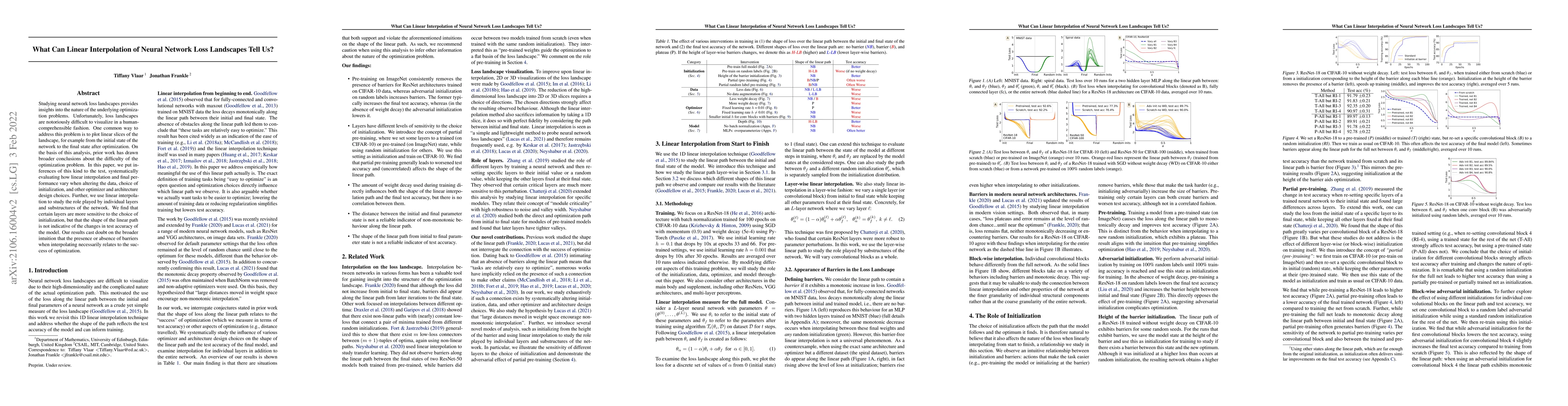 Thumbnail for What can linear interpolation of neural network loss landscapes tell us?