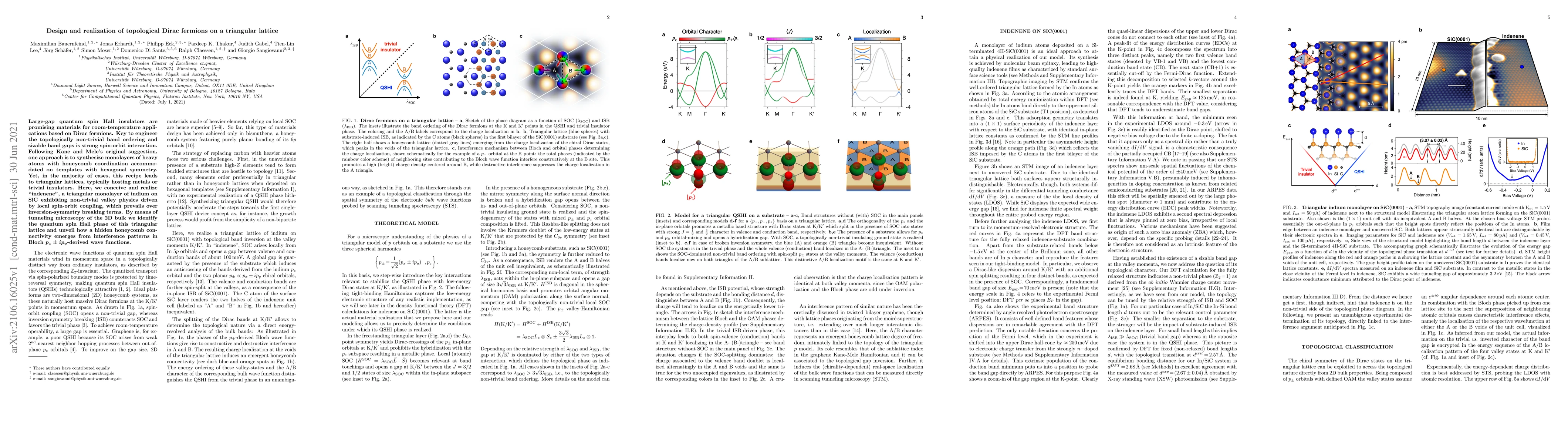 Thumbnail for Design and realization of topological Dirac fermions on a triangular
  lattice
