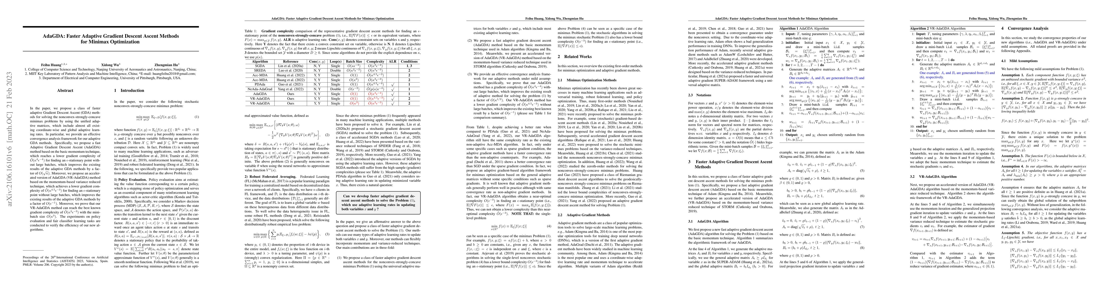 Thumbnail for AdaGDA: Faster Adaptive Gradient Descent Ascent Methods for Minimax
  Optimization