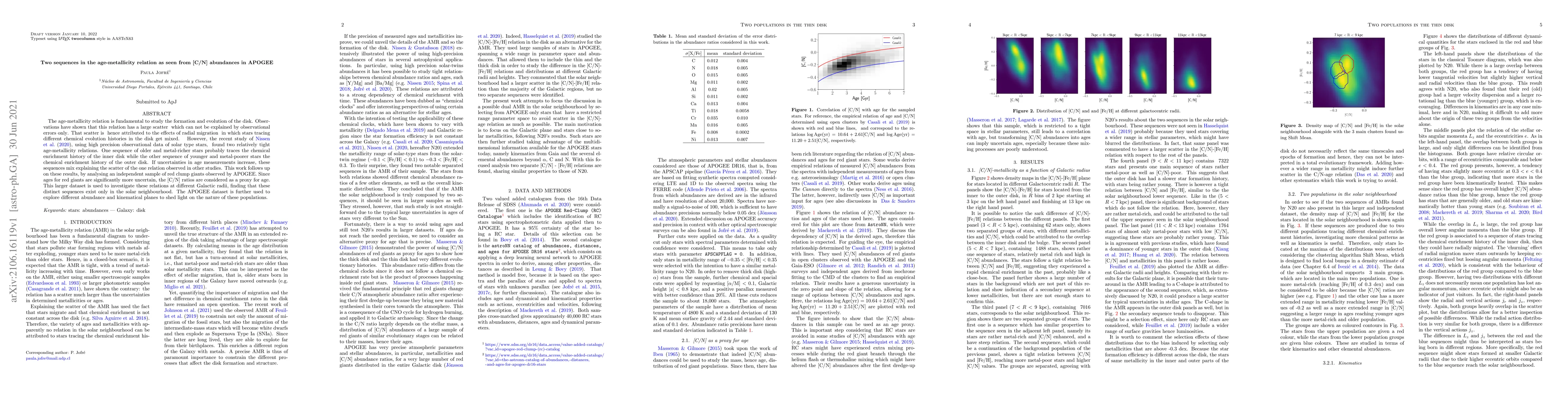 Thumbnail for Two sequences in the age-metallicity relation as seen from [C/N]
  abundances in APOGEE