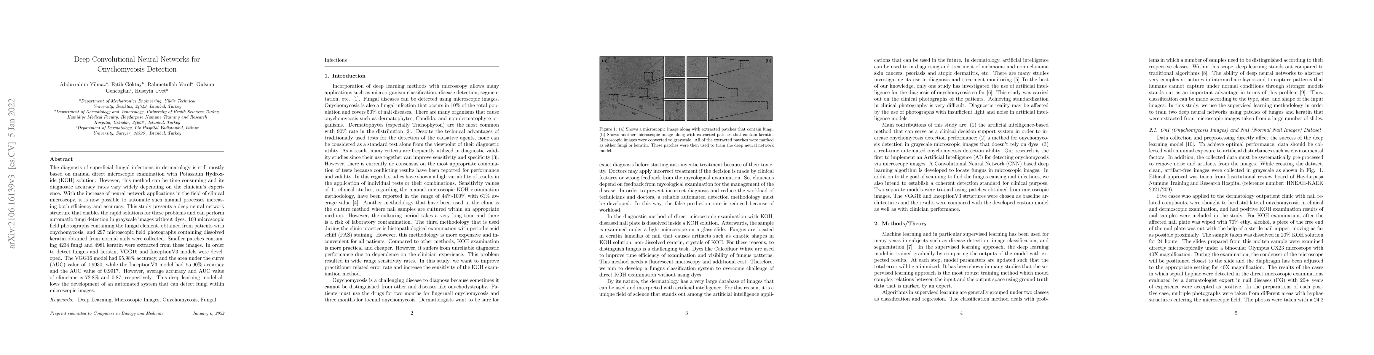 Thumbnail for Deep Convolutional Neural Networks for Onychomycosis Detection