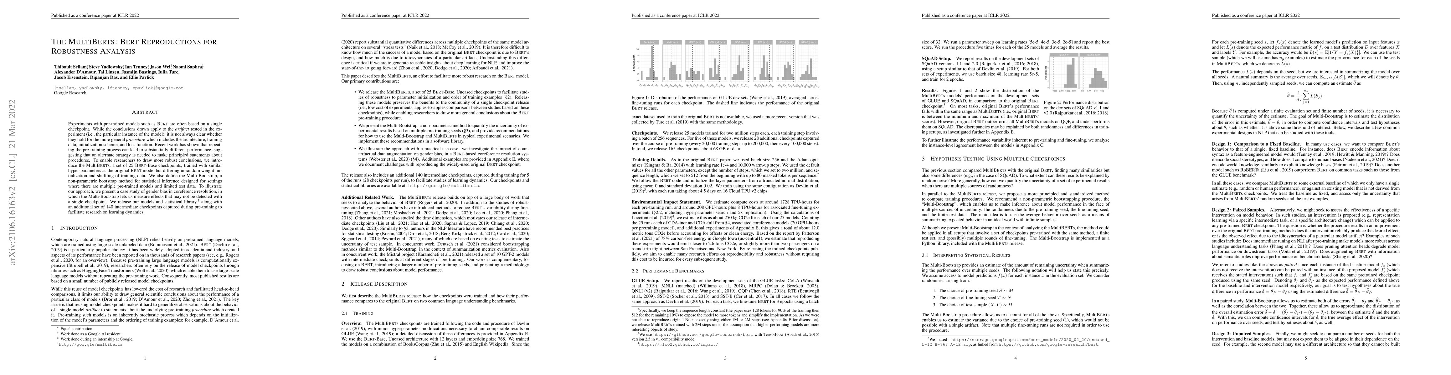 Thumbnail for The MultiBERTs: BERT Reproductions for Robustness Analysis