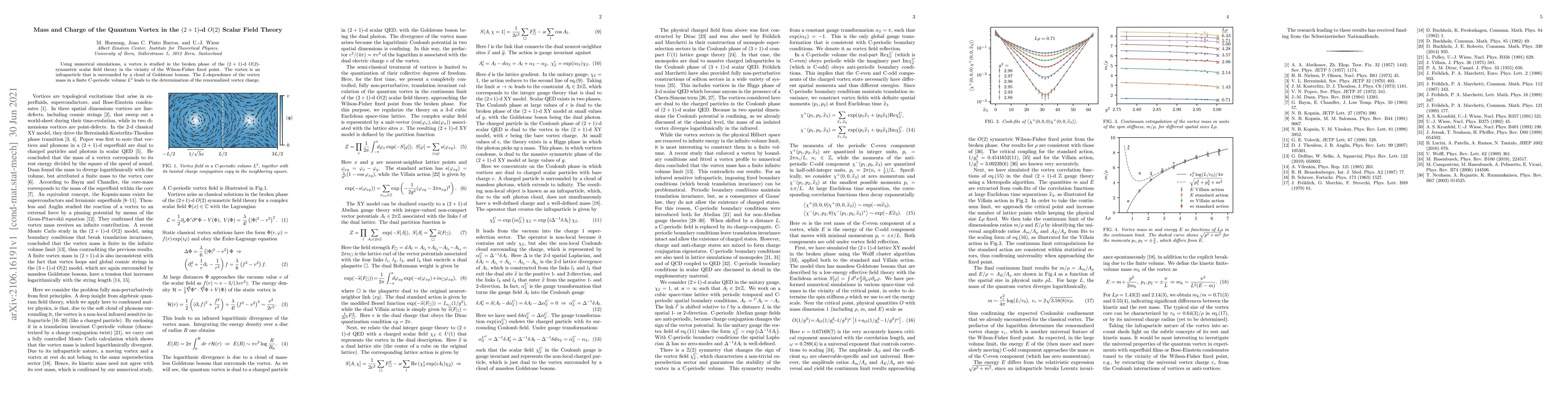 Thumbnail for Mass and Charge of the Quantum Vortex in the $(2+1)$-d $O(2)$ Scalar
  Field Theory