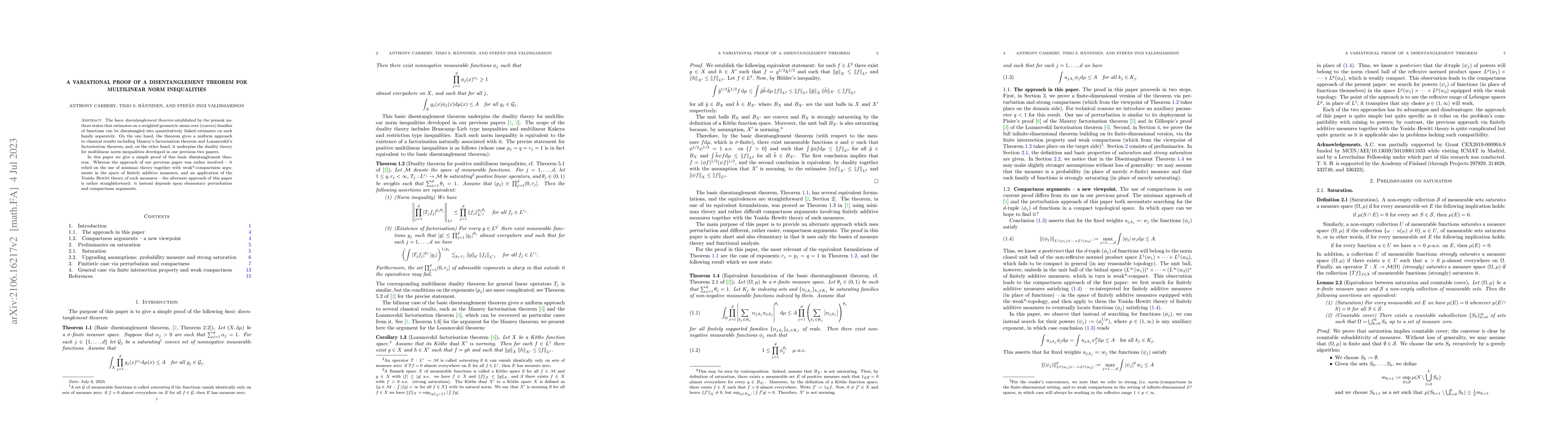 Thumbnail for A variational proof of a disentanglement theorem for multilinear norm
  inequalities