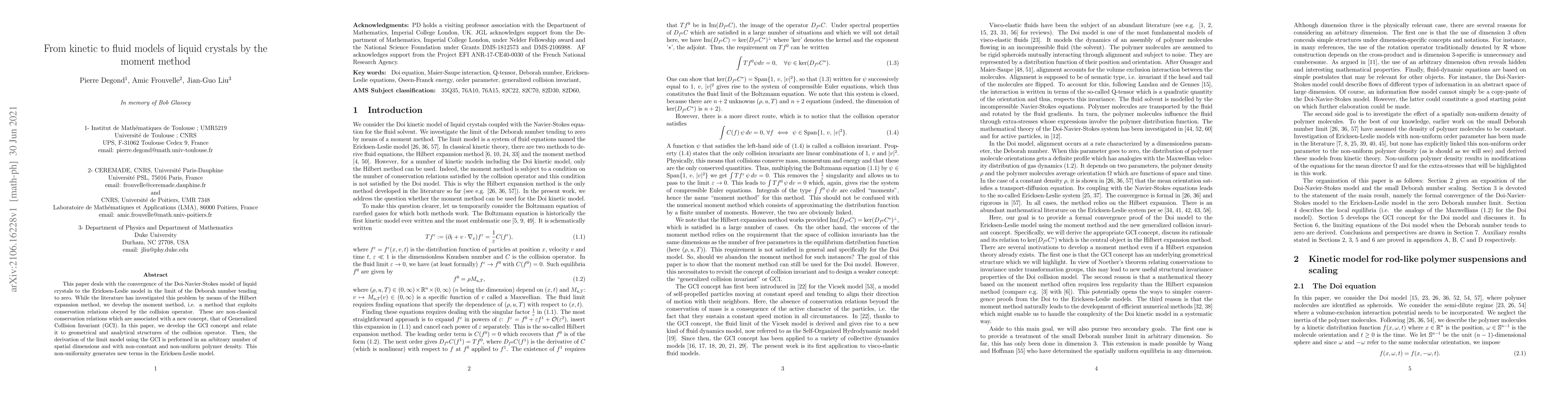 Thumbnail for From kinetic to fluid models of liquid crystals by the moment method
