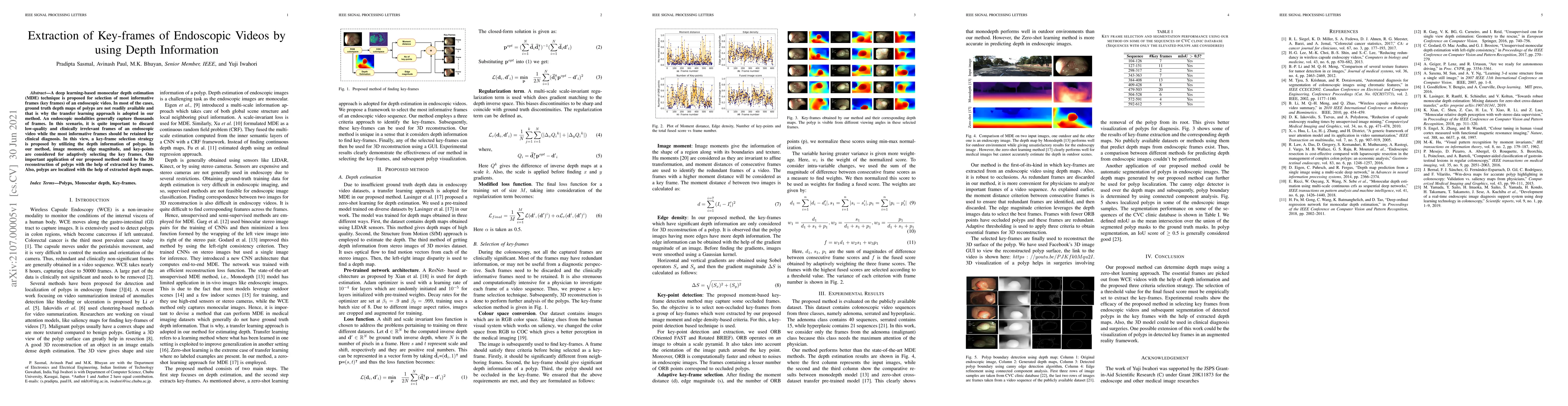 Thumbnail for Extraction of Key-frames of Endoscopic Videos by using Depth Information