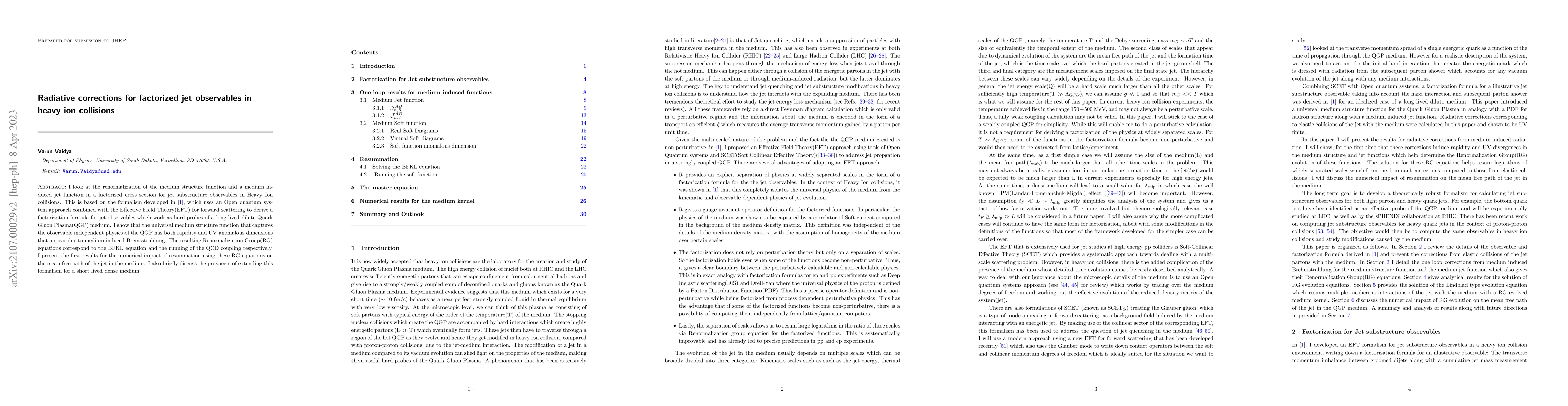 Thumbnail for Radiative corrections for factorized jet observables in heavy ion
  collisions