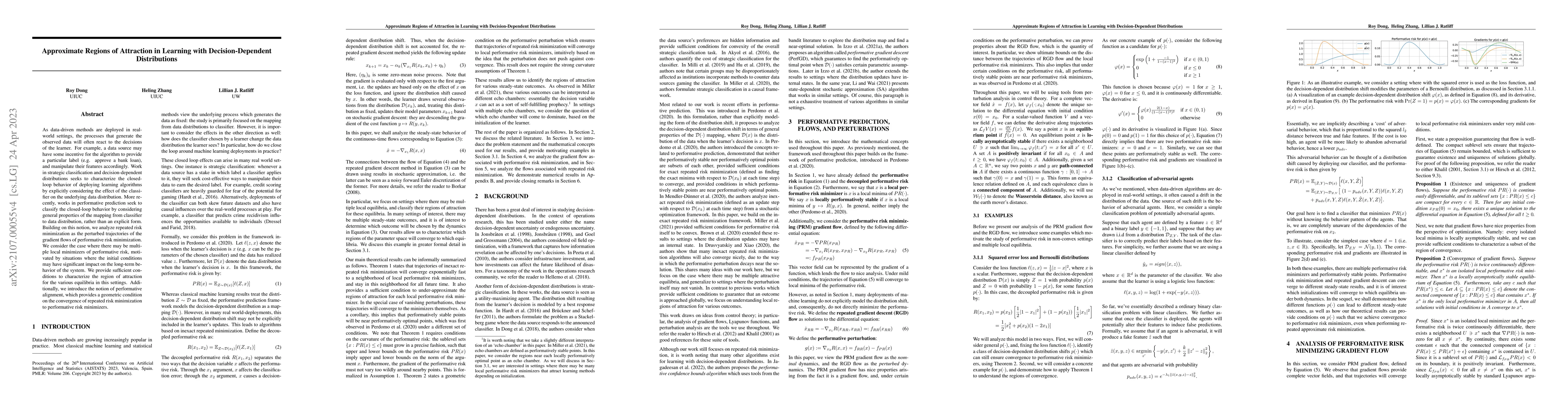 Thumbnail for Approximate Regions of Attraction in Learning with Decision-Dependent
  Distributions