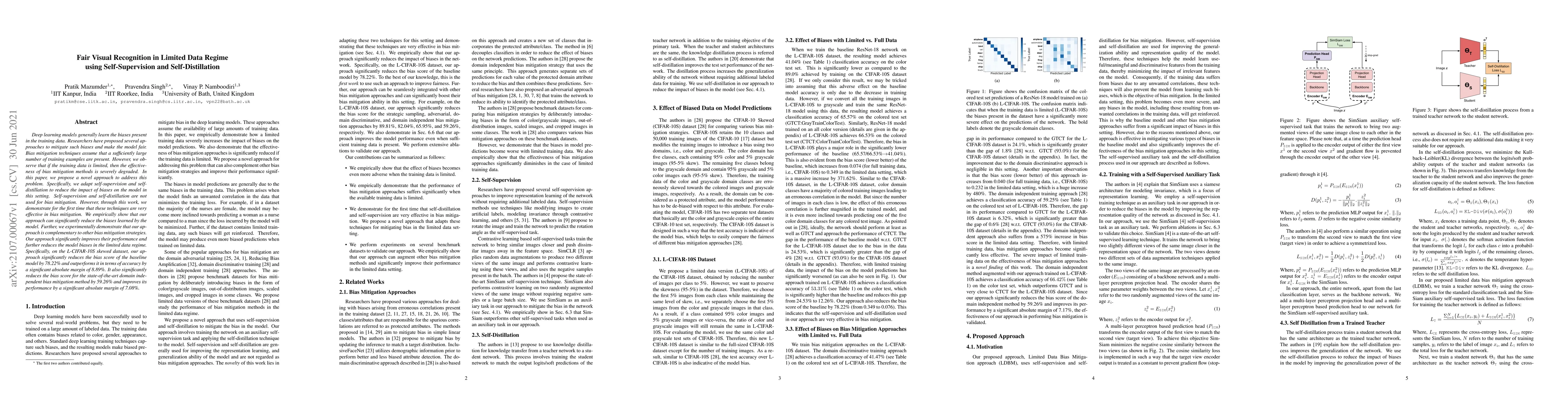 Thumbnail for Fair Visual Recognition in Limited Data Regime using Self-Supervision
  and Self-Distillation