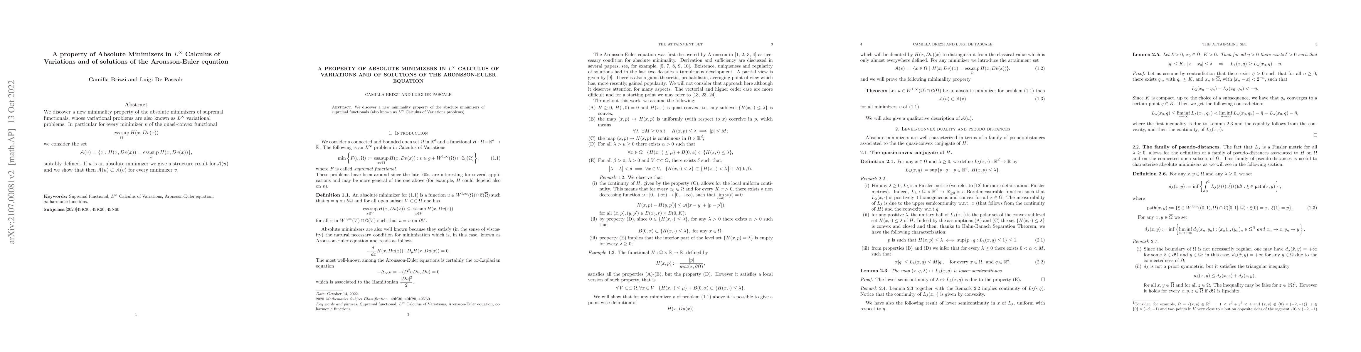 Thumbnail for A property of Absolute Minimizers in $L^\infty$ Calculus of Variations
  and of solutions of the Aronsson-Euler equation