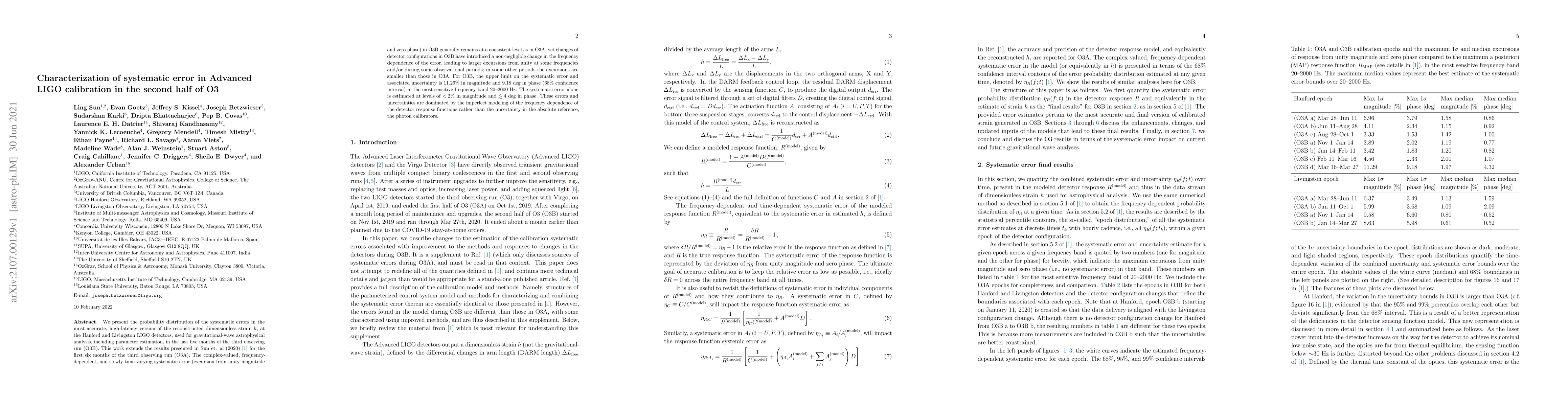 Thumbnail for Characterization of systematic error in Advanced LIGO calibration in the
  second half of O3